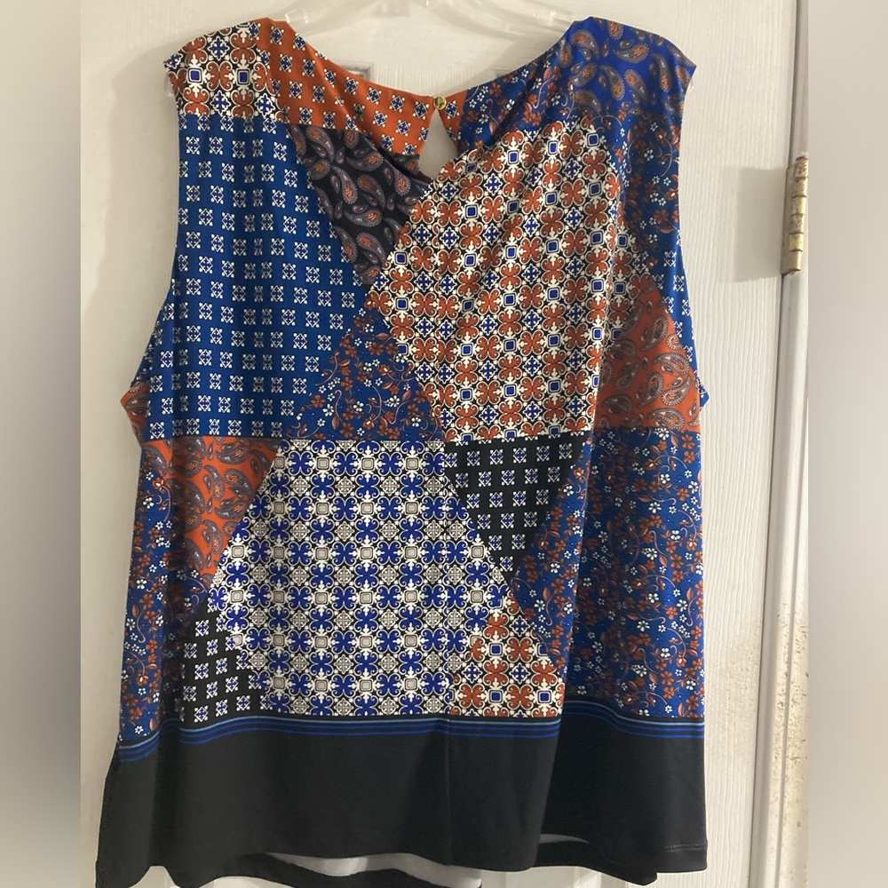 Calvin Klein rust, blue, black sleeveless top sz 3x